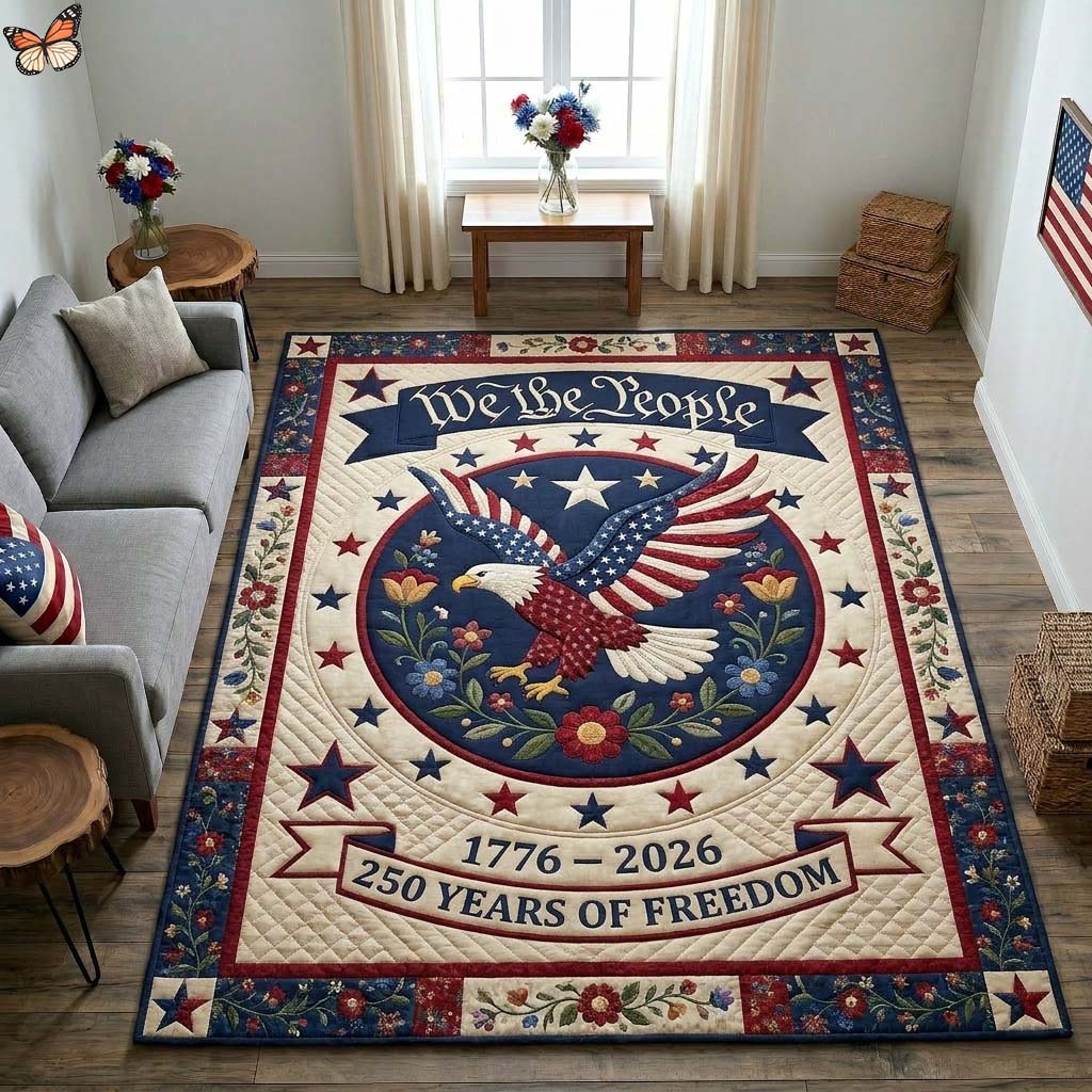Freedom Flyer area rug in a living room