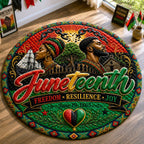 Freedom Juneteenth Celebration Round Mat Rug - washable non-slip printed rug