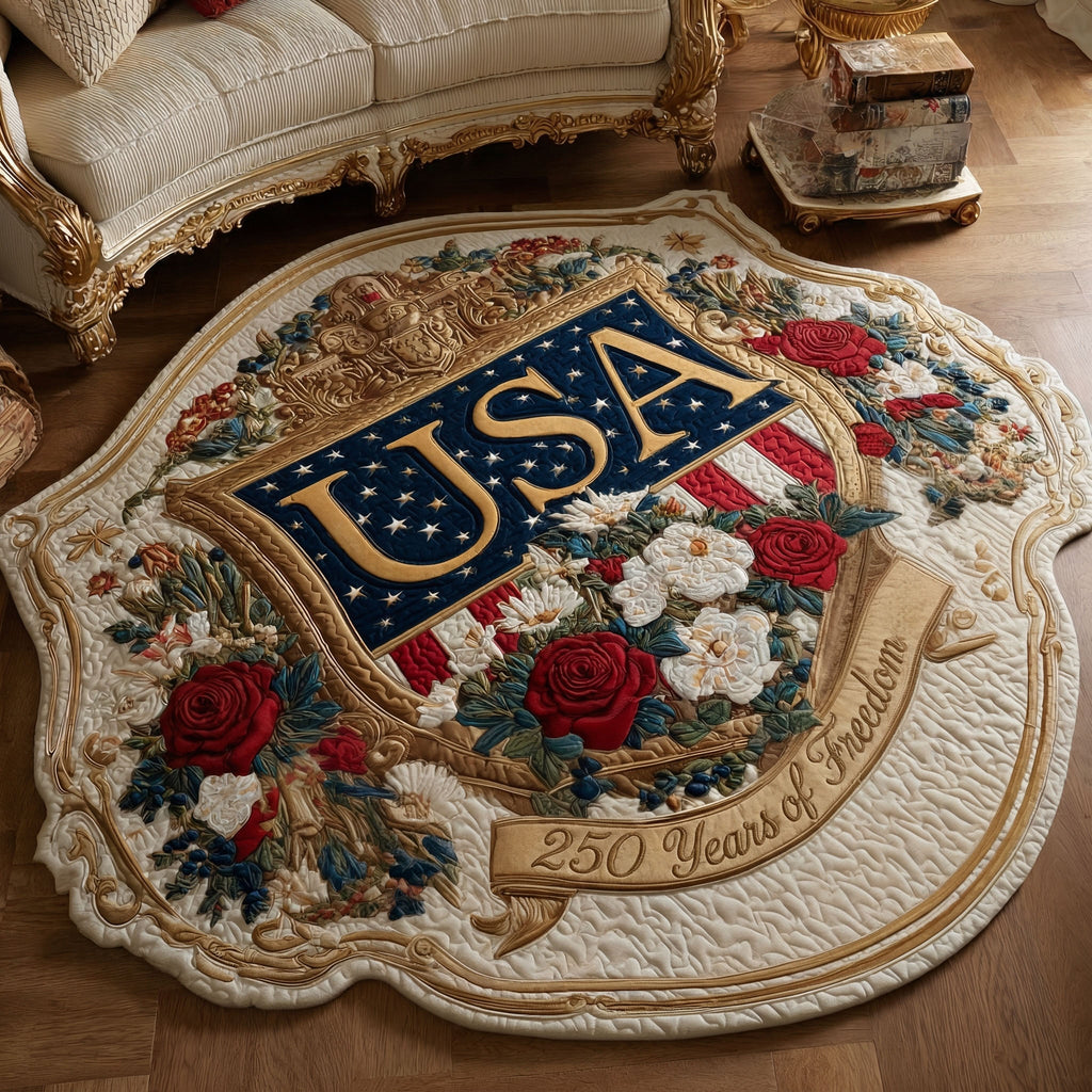 Freedom Map Custom Shape Area Rug - Nature Design | Die-Cut Non-Slip Rug - washable non-slip printed rug