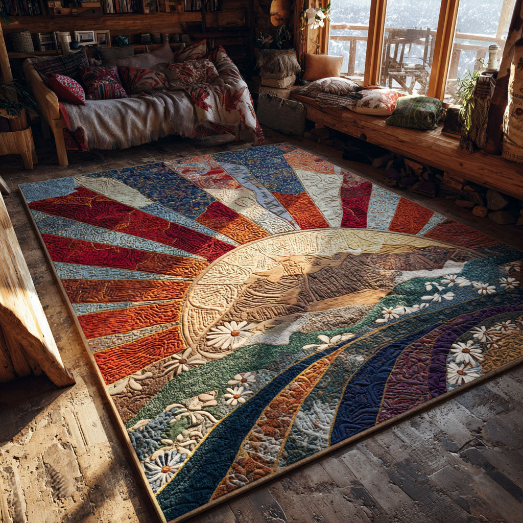 Freedom Mosaic area rug in a living room