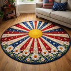 Freedom Sunburst Round Mat Rug - washable non-slip printed rug