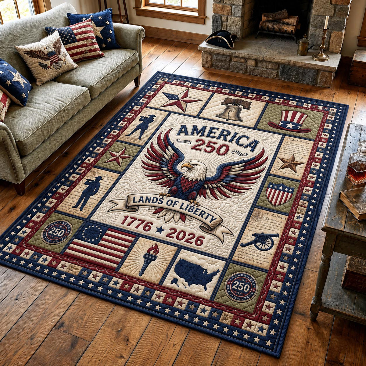 Freedom United area rug in a living room