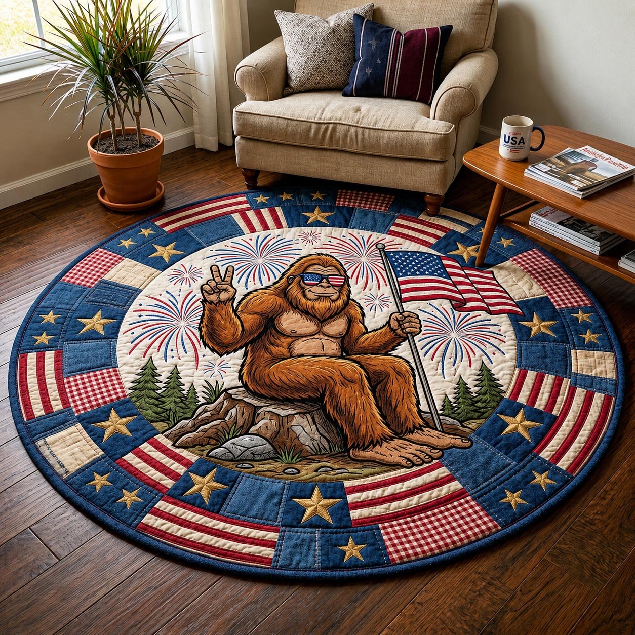 Freedom United Round Mat Rug - Nature Design | Serene Home Decor