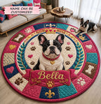French Bulldog Royal Darling Round Mat Rug - washable non-slip printed rug