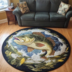 Fresh Catch Round Mat Rug - washable non-slip printed rug