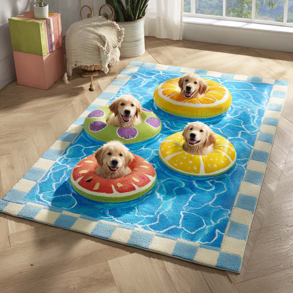 Fresh Golden Retriever area rug in a living room