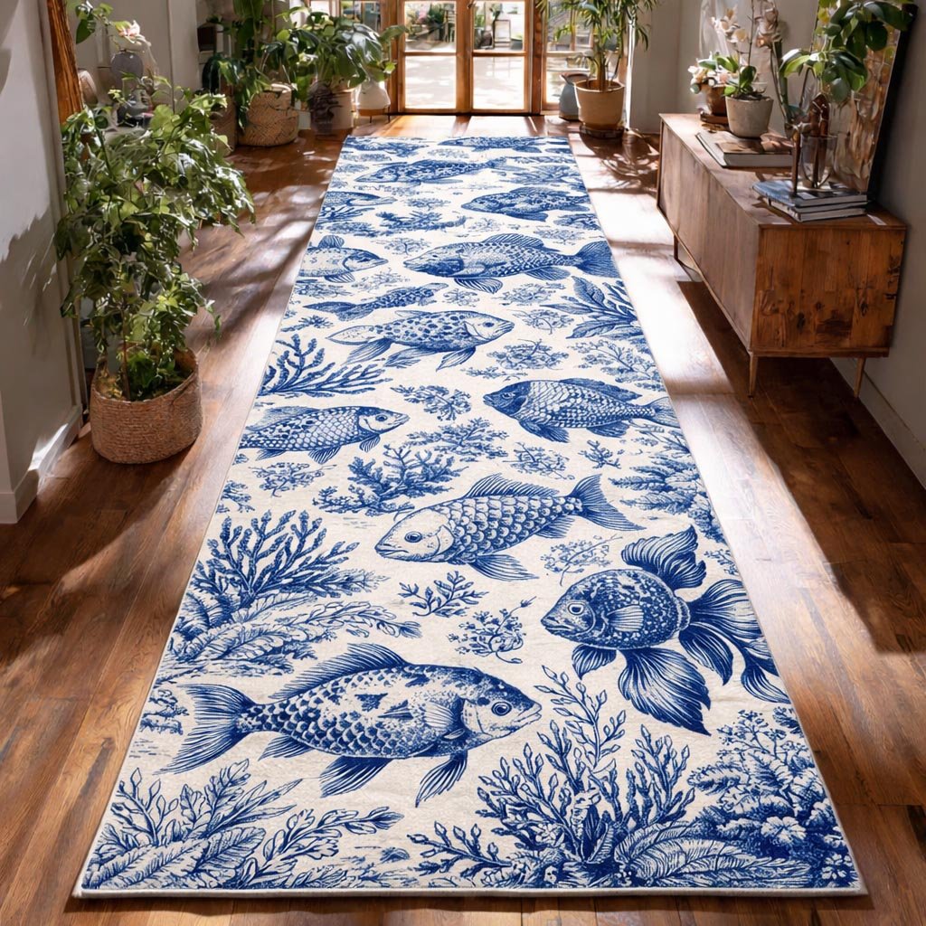 Freshwater Fish Runner Rug - Nature Design | Serene Runner Rug