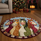 Friendly Colts Round Mat Rug - washable non-slip printed rug