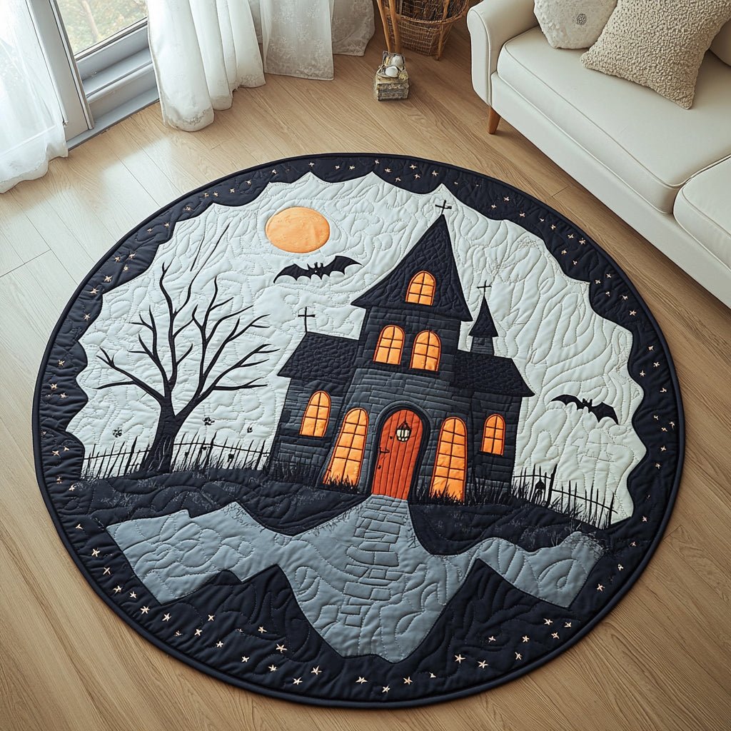 Frightful Halloween Round Mat Rug - washable non-slip printed rug