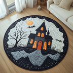 Frightful Halloween Round Mat Rug - washable non-slip printed rug