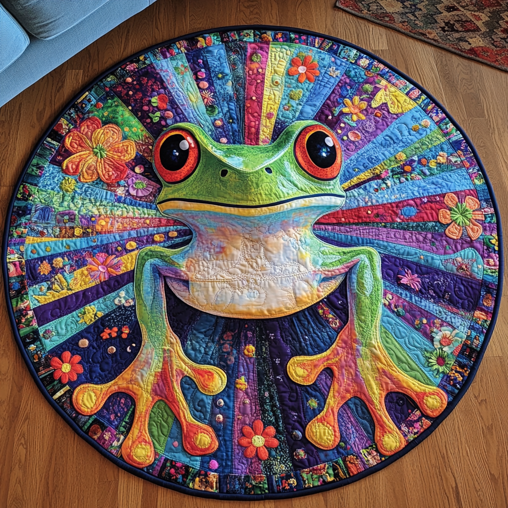 Frog Frenzy Round Mat Rug