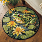 Frog Haven Round Mat Rug - washable non-slip printed rug