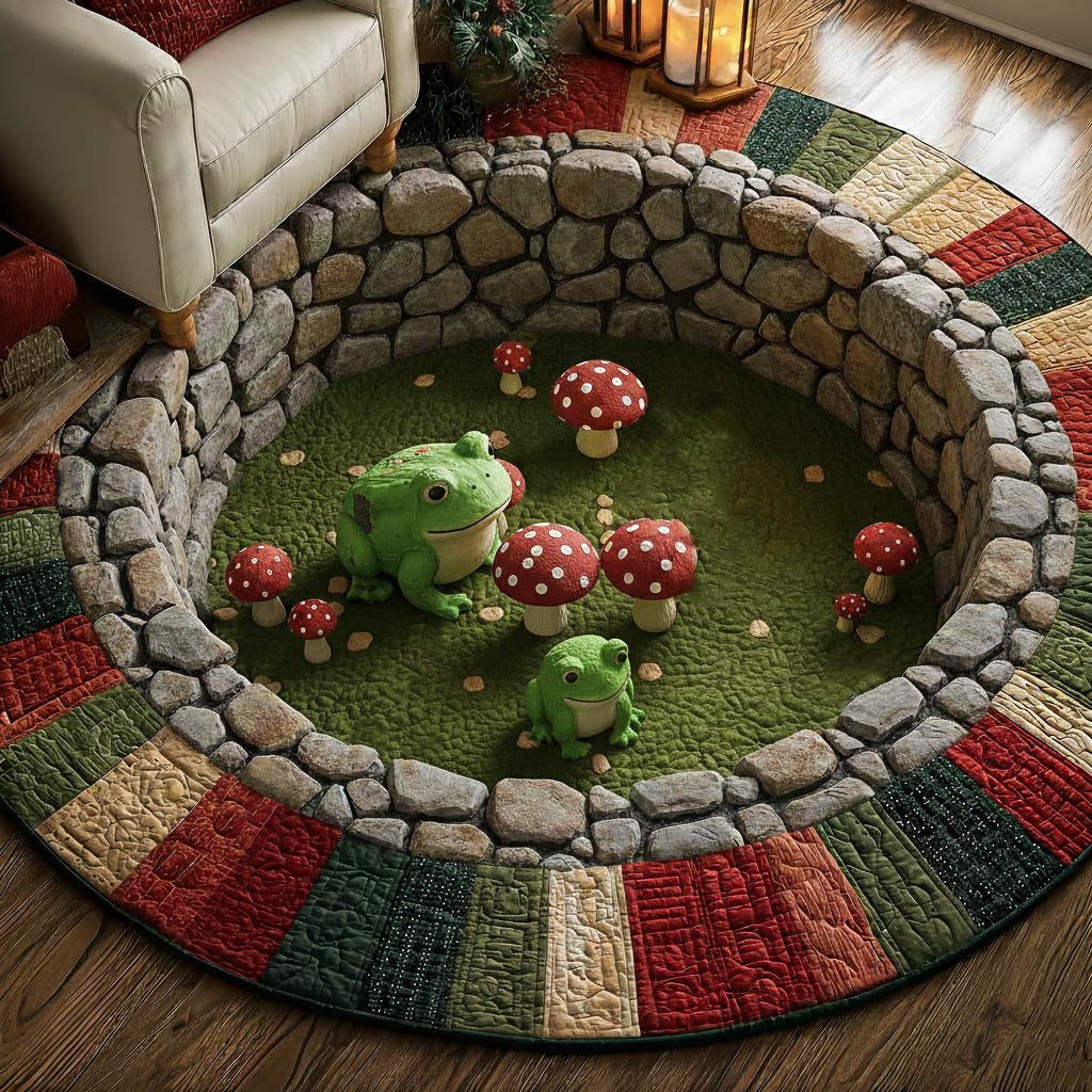 Frog Round Mat Rug - washable non-slip printed rug