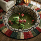Frog Round Mat Rug - washable non-slip printed rug