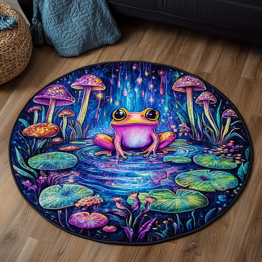 Froggy Bloom Round Mat Rug