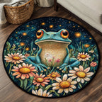Froggy Whimsy Round Mat Rug - washable non-slip printed rug