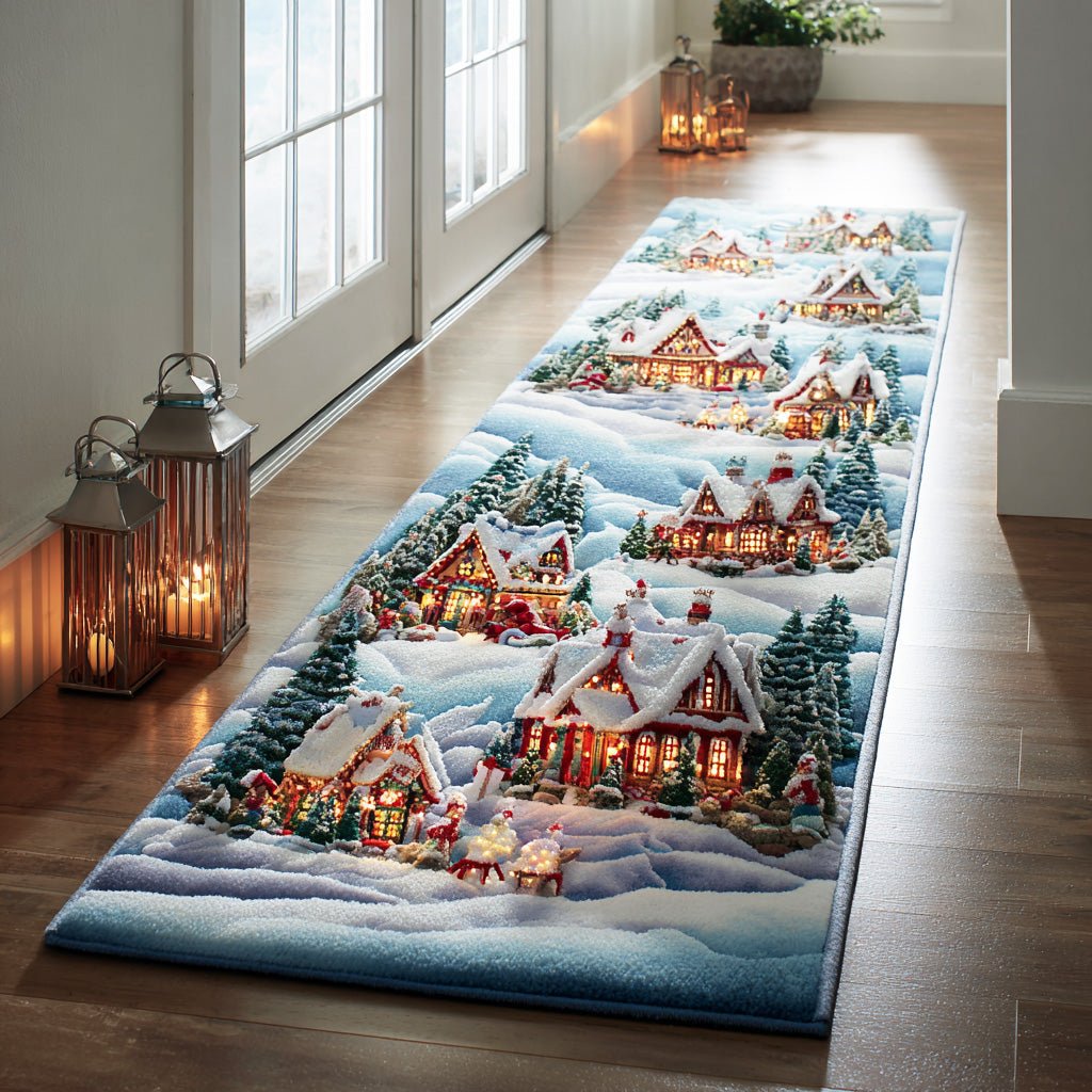 Frost Cabin Forest Runner Carpet Runner Rug - Cute Pet Design | Animal Printed Runner Rug