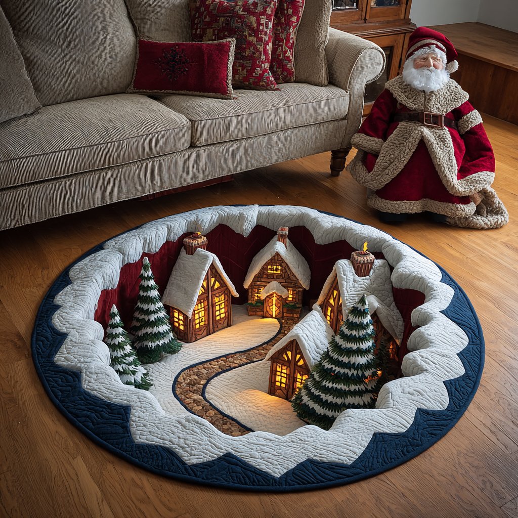 Frost Circle Round Mat Rug - washable non-slip printed rug