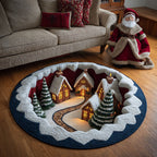 Frost Circle Round Mat Rug - washable non-slip printed rug