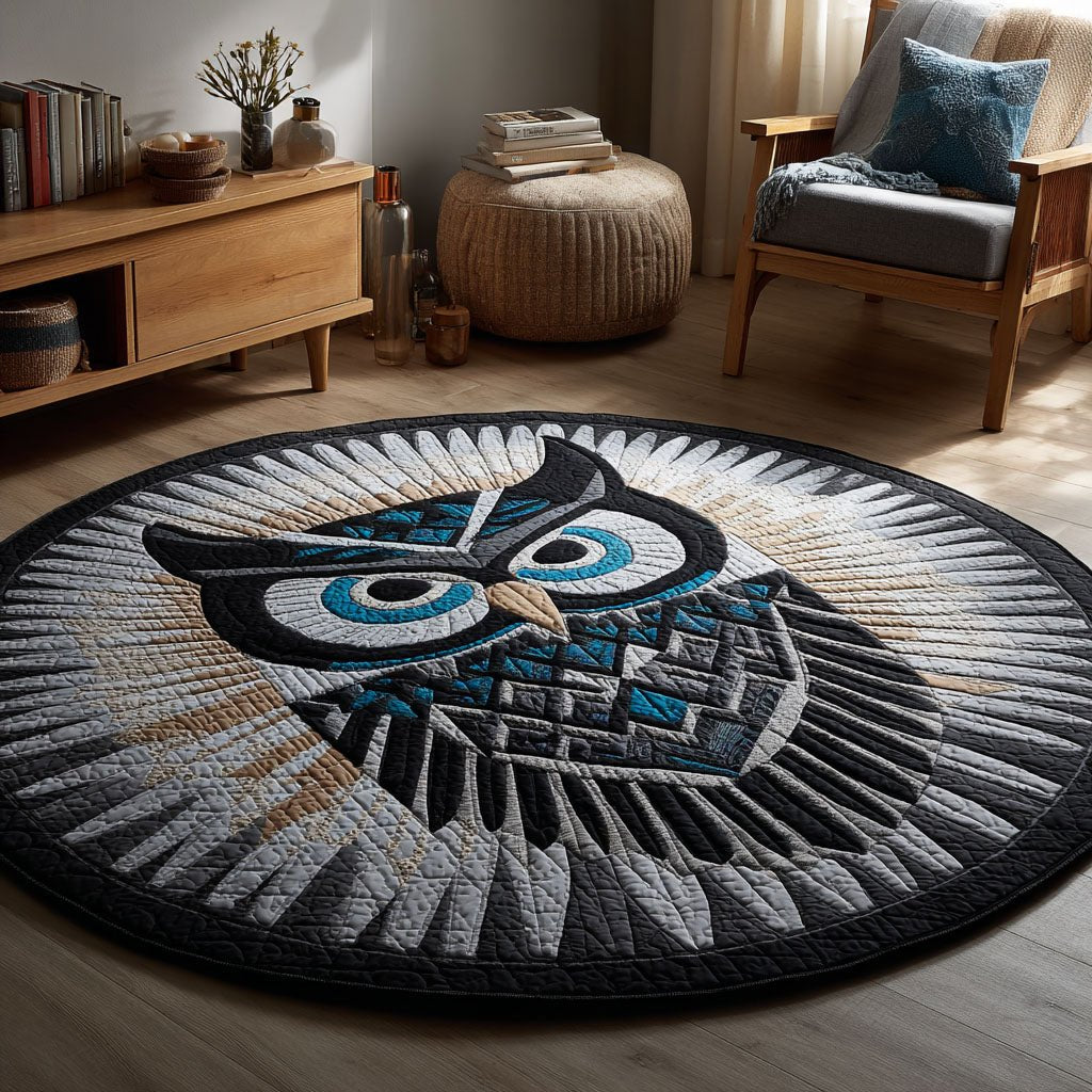 Frost Feather Round Mat Rug - washable non-slip printed rug