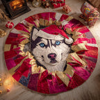 Frost Runner Round Mat Rug - washable non-slip printed rug