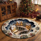 Frost Valley Magic Round Mat Rug - washable non-slip printed rug
