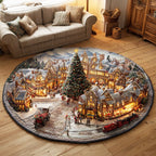 Frost Village Express Round Mat Rug - washable non-slip printed rug