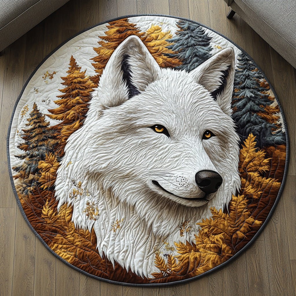 Frost Wolf Round Mat Rug - washable non-slip printed rug
