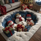 Frostbound Friends area rug in a living room