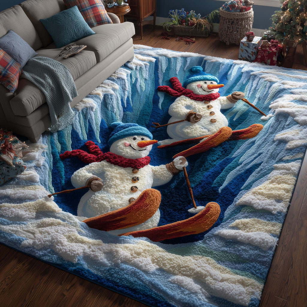 Frostbound Friends area rug in a living room