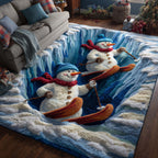 Frostbound Friends area rug in a living room