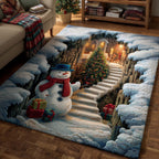 Frostbound Friends area rug in a living room
