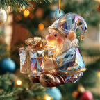 Crystal Gnome With Gift Christmas Ornament
