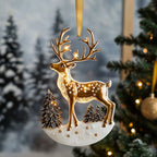 Golden Deer Snow Dome Christmas Ornament