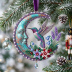 Frosted Floral Crescent Christmas Ornament