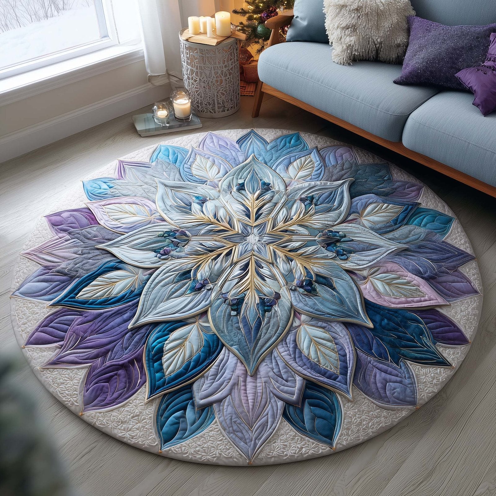 Frosted Aurora Round Mat Rug - Nature Design | Serene Home Decor