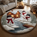 Frosted Cabin Round Mat Rug - washable non-slip printed rug