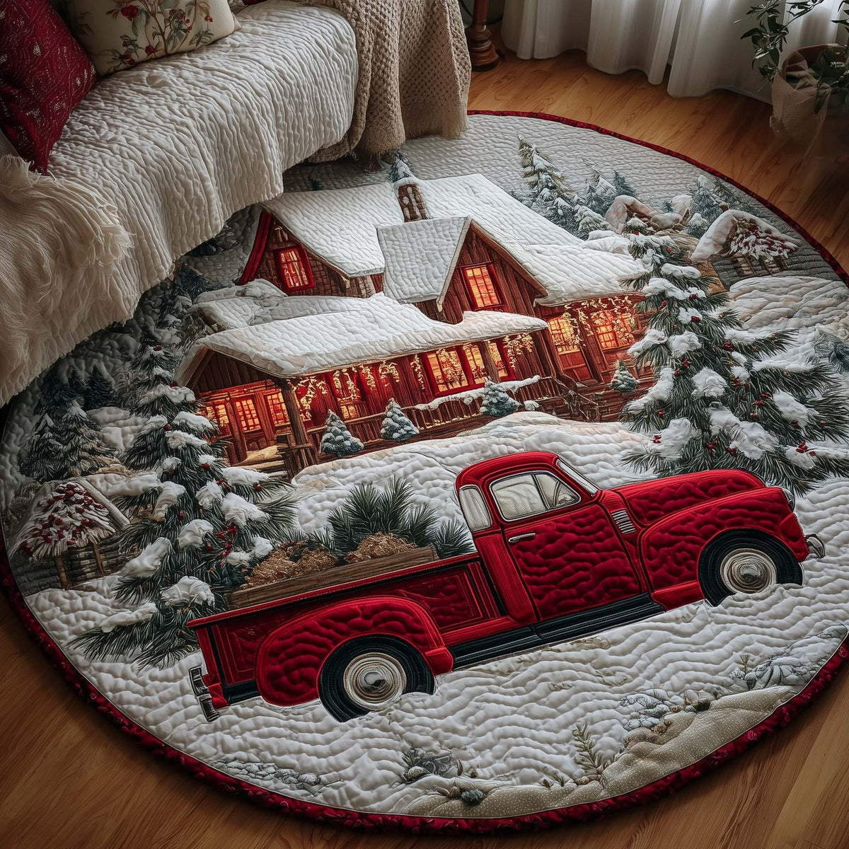 Frosted Journey Round Mat Rug - washable non-slip printed rug
