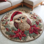 Frosted Owl Round Mat Rug - washable non-slip printed rug