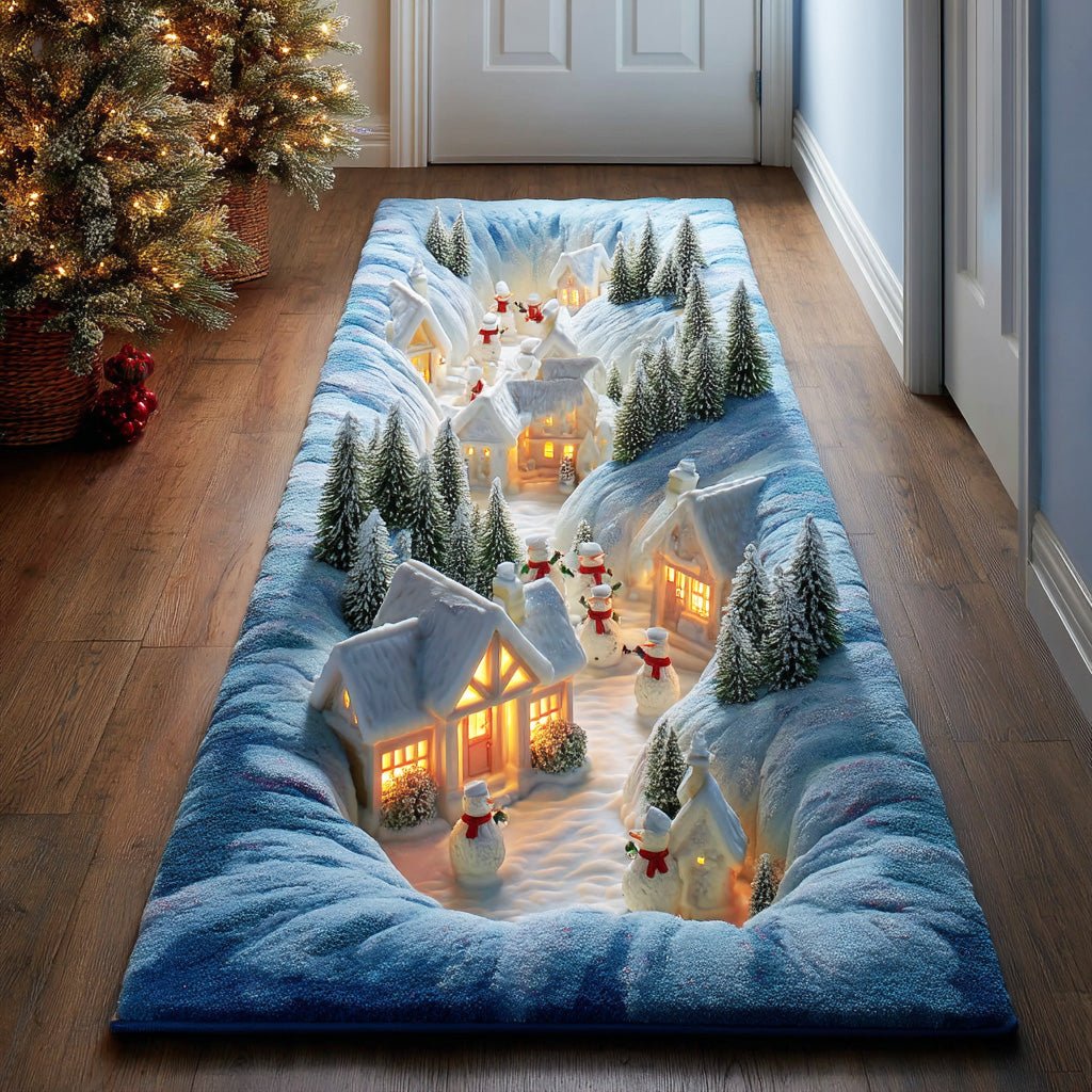 Frosted Pine Trail Runner Carpet Runner Rug - Cute Pet Design | Animal Printed Runner Rug