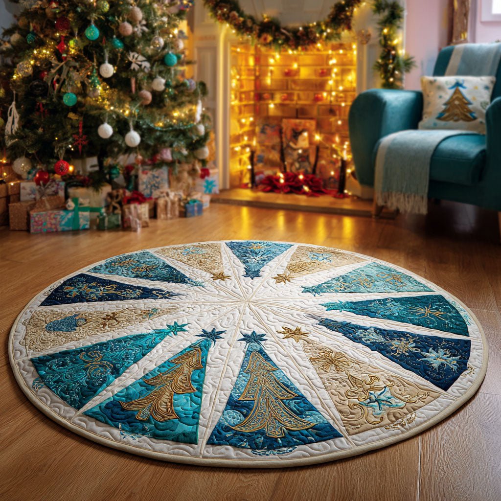 Frosted Pines Round Mat Rug - washable non-slip printed rug
