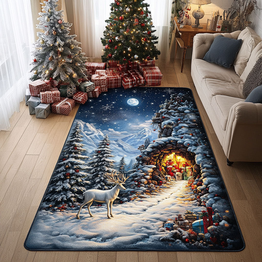 Frosted Pines Retreat area rug in a living room