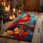 Frosted Red Perch Runner Carpet Runner Rug - Cute Pet Design | Animal Printed Runner Rug