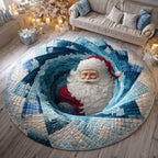 Frosted Santa Christmas Round Mat Rug - washable non-slip printed rug