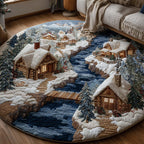 Frosted Townscape Round Mat Rug - washable non-slip printed rug