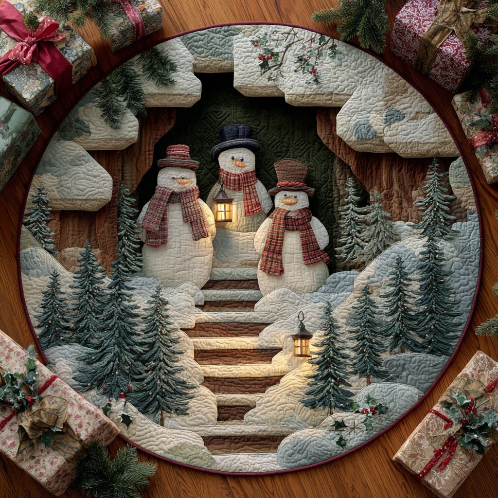 Frostlight Family Round Mat Rug - washable non-slip printed rug