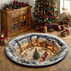 Frostlight Horizon Round Mat Rug - washable non-slip printed rug