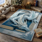 Frostwing Crystal Dragon area rug in a living room