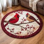 Frosty Cardinal Daybreak Round Mat Rug - washable non-slip printed rug