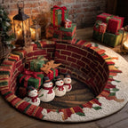 Frosty Carousel Round Mat Rug - washable non-slip printed rug